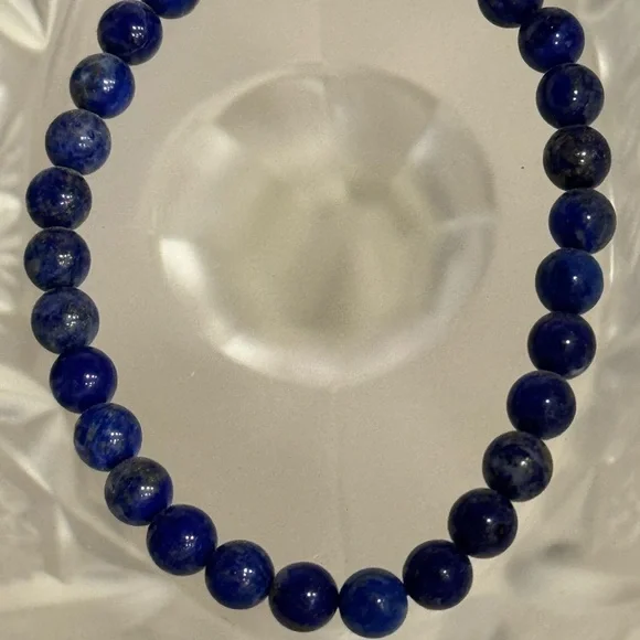 3 Beaded Stretch Bracelets - Lapis Lazuli, Aquamarine, and Fluorite - Picture 4 of 4